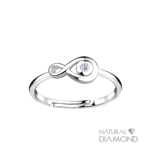 Silver Infinity Adjustable Ring With Natural Diamond