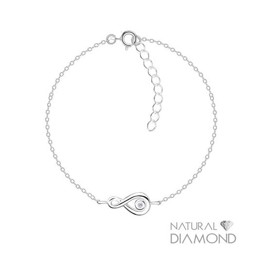 Silver Infinity Bracelet With Natural Diamond