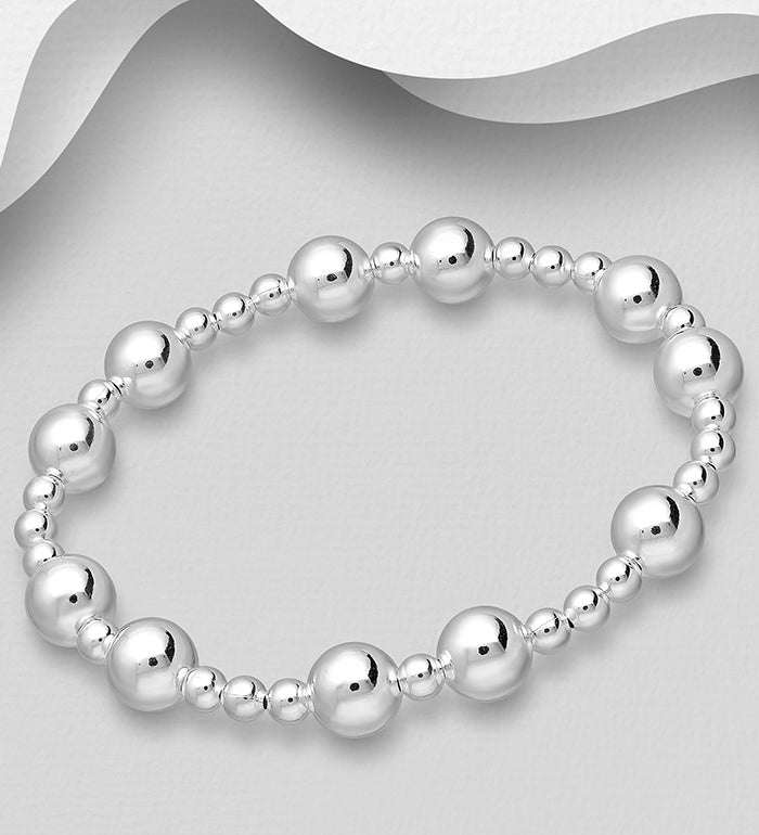 925 Sterling Silver Ball Stretch Bracelet