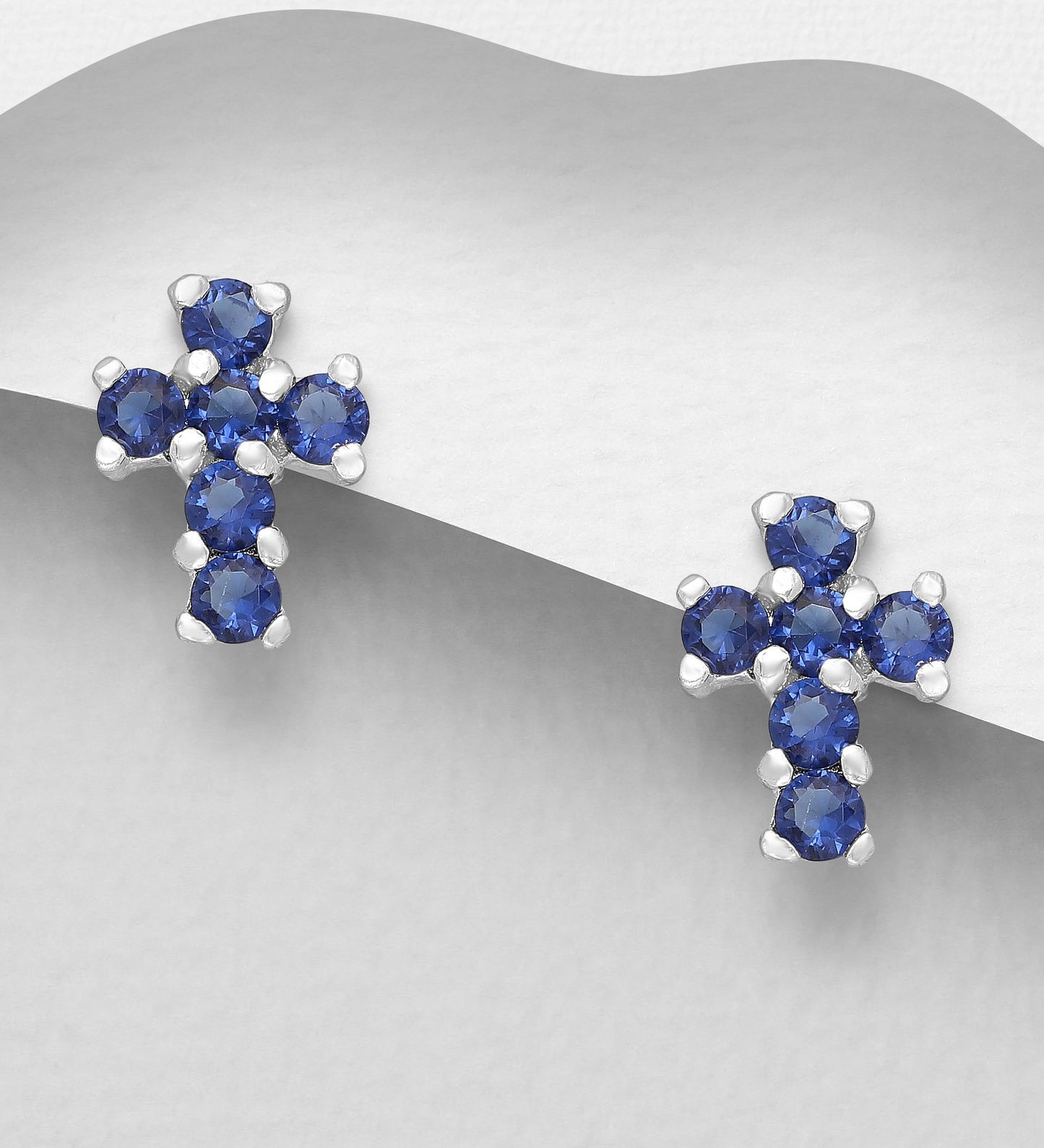 Kreuz-Push-Back-Ohrringe aus 925er-Sterlingsilber, verziert mit simulierten CZ-Diamanten in verschiedenen Farben