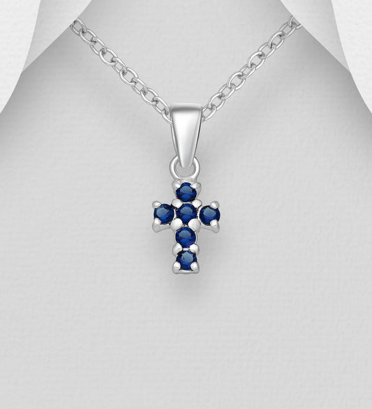 925 Sterling Silver Cross Pendant, Decorated with Various Color CZ Simulated Diamonds