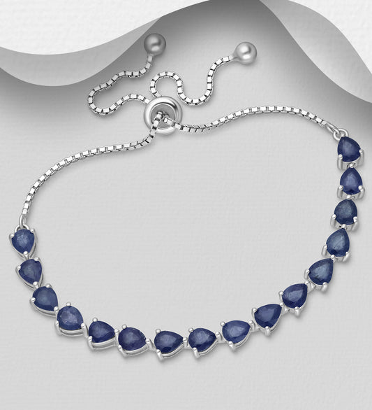 La Preciada - 925 Sterling Silver Adjustable Bracelet, Decorated with Gemstones