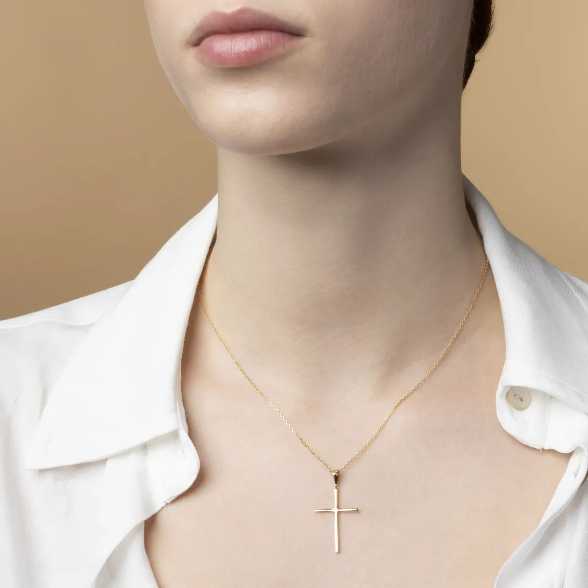 14ct Yellow gold classic cross pendant